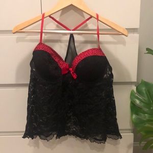 Red and black 2 piece lingerie